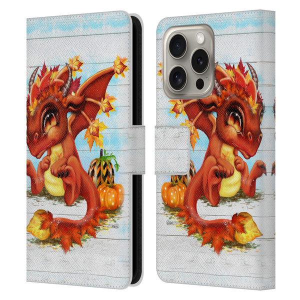 Sheena Pike Dragons Autumn Lil Dragonz Leather Book Wallet Case Cover For Apple iPhone 16 Pro