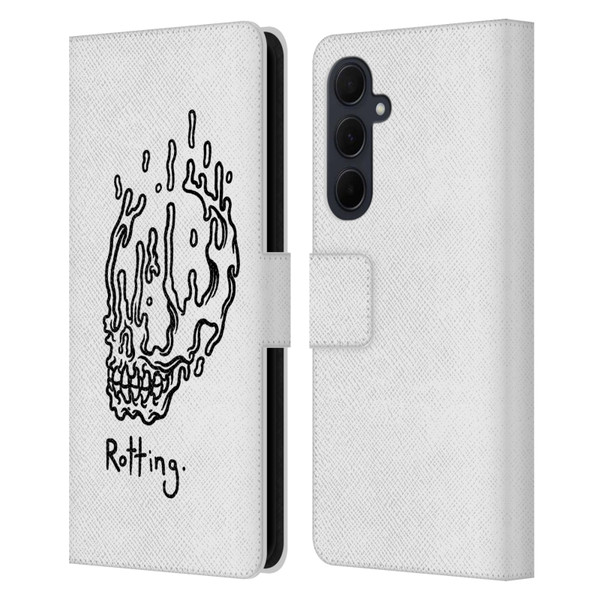 Matt Bailey Skull Rotting Leather Book Wallet Case Cover For Samsung Galaxy A35 5G