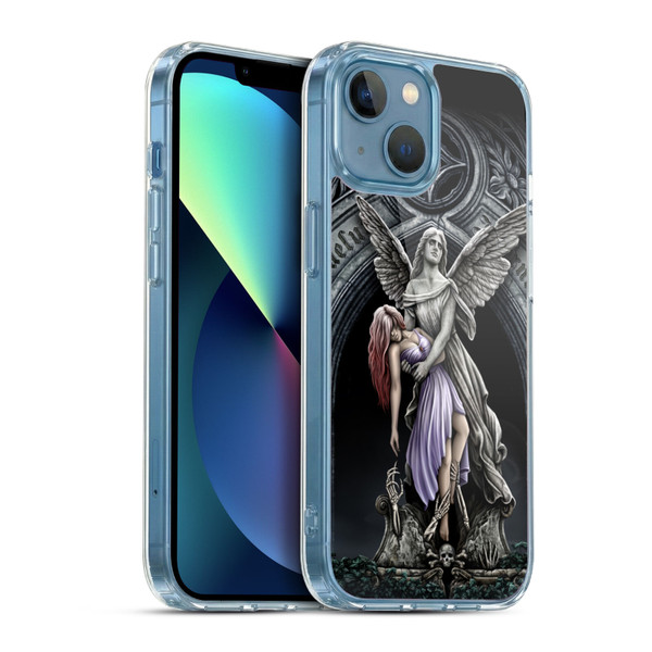 Sarah Richter Gothic Stone Angel With Skull Soft Gel Case for Apple iPhone 13 Mini & MagSafe
