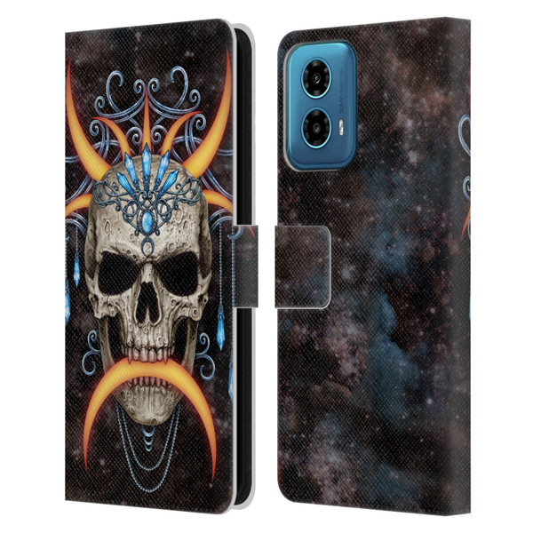 Sarah Richter Skulls Jewelry And Crown Universe Leather Book Wallet Case Cover For Motorola Moto G34 5G