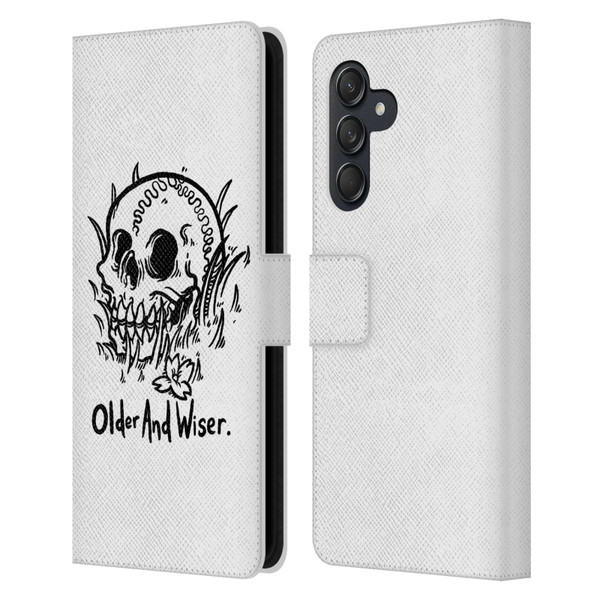 Matt Bailey Skull Older And Wiser Leather Book Wallet Case Cover For Samsung Galaxy M55 5G