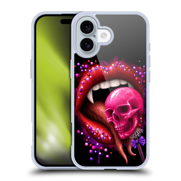 Sarah Richter Skulls Red Vampire Candy Lips Soft Gel Case for Apple iPhone 16