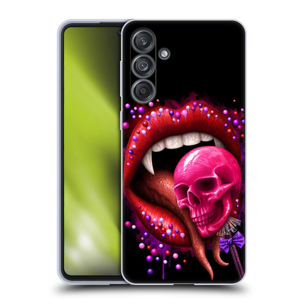 Sarah Richter Skulls Red Vampire Candy Lips Soft Gel Case for Samsung Galaxy M55 5G