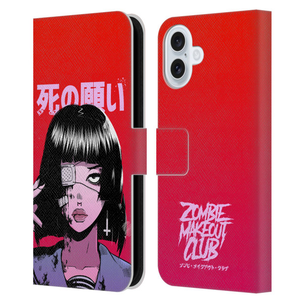 Zombie Makeout Club Art Eye Patch Leather Book Wallet Case Cover For Apple iPhone 16 Plus
