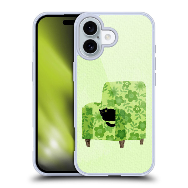 Planet Cat Arm Chair Pear Green Chair Cat Soft Gel Case for Apple iPhone 16
