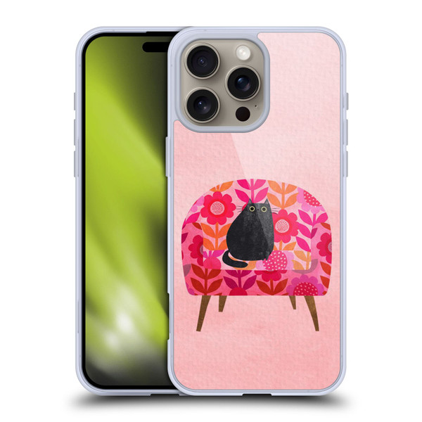 Planet Cat Arm Chair Red Chair Cat Soft Gel Case for Apple iPhone 16 Pro Max