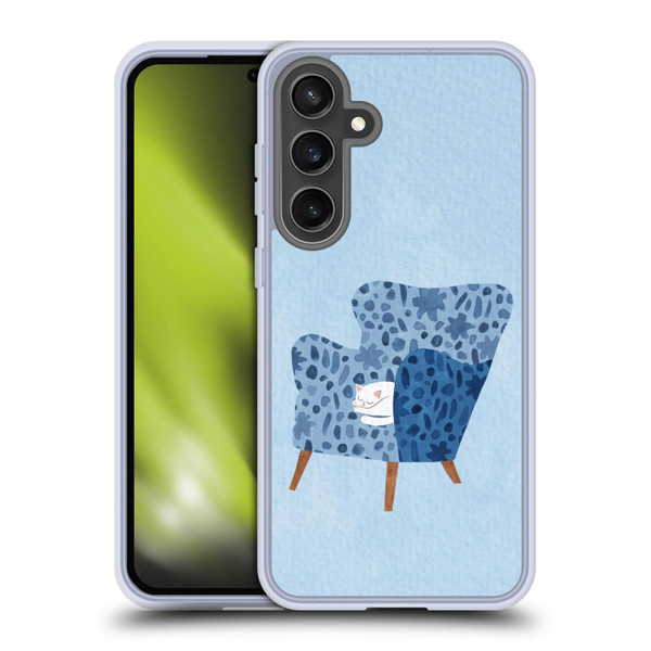 Planet Cat Arm Chair Cornflower Chair Cat Soft Gel Case for Samsung Galaxy S24 FE