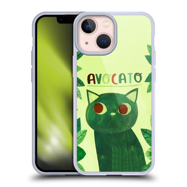 Planet Cat Puns Avocato Soft Gel Case for Apple iPhone 13 Mini