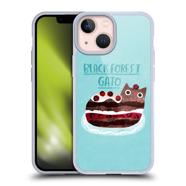 Planet Cat Puns Black Forest Gato Soft Gel Case for Apple iPhone 13 Mini