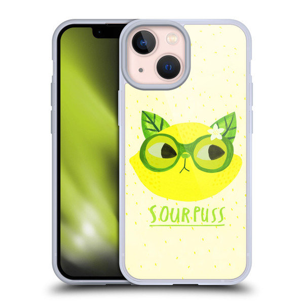 Planet Cat Puns Sour Puss Soft Gel Case for Apple iPhone 13 Mini