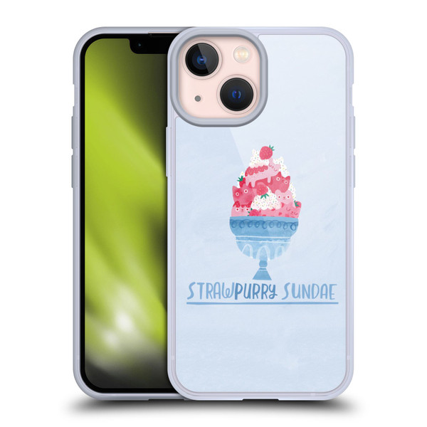 Planet Cat Puns Strawpurry Sundae Soft Gel Case for Apple iPhone 13 Mini