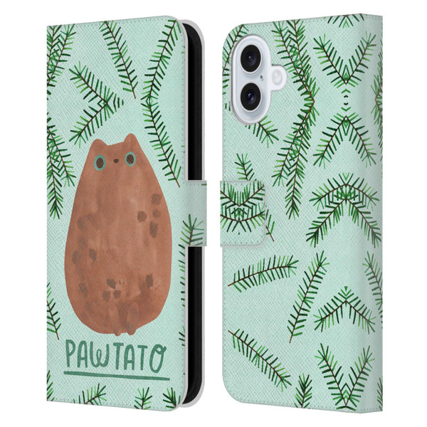 Planet Cat Puns Pawtato Leather Book Wallet Case Cover For Apple iPhone 16 Plus