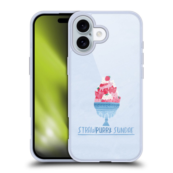 Planet Cat Puns Strawpurry Sundae Soft Gel Case for Apple iPhone 16