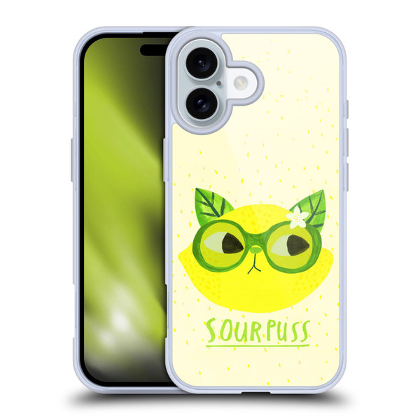 Planet Cat Puns Sour Puss Soft Gel Case for Apple iPhone 16