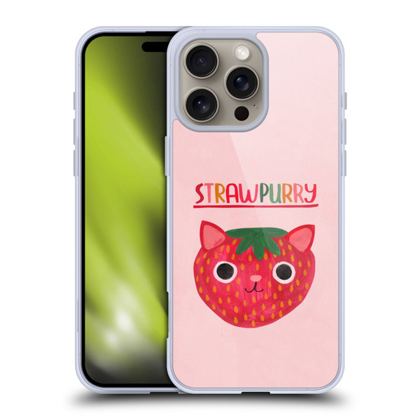 Planet Cat Puns Strawpurry Soft Gel Case for Apple iPhone 16 Pro Max