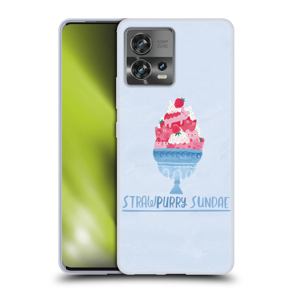 Planet Cat Puns Strawpurry Sundae Soft Gel Case for Motorola Moto Edge 30 Fusion