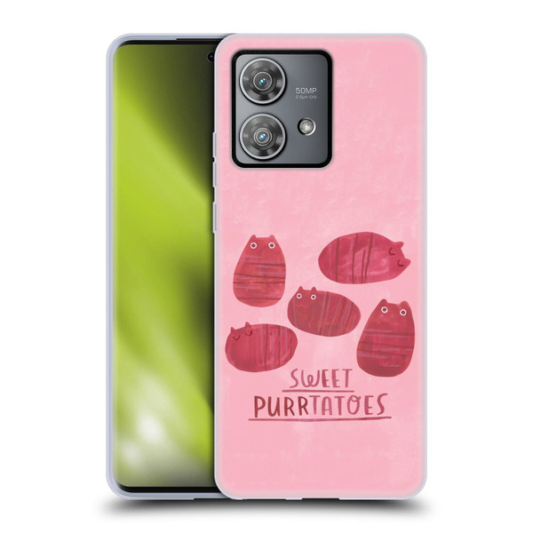 Planet Cat Puns Sweet Purrtatoes Soft Gel Case for Motorola Edge 40 Neo 5G