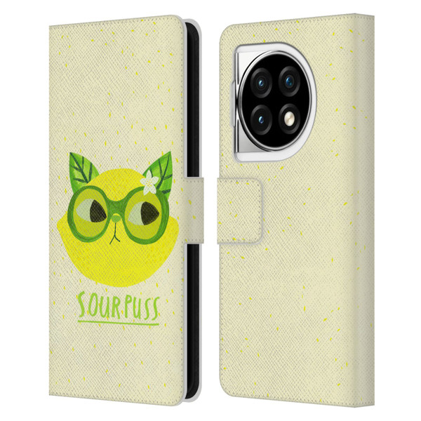 Planet Cat Puns Sour Puss Leather Book Wallet Case Cover For OPPO OnePlus Ace 3 5G