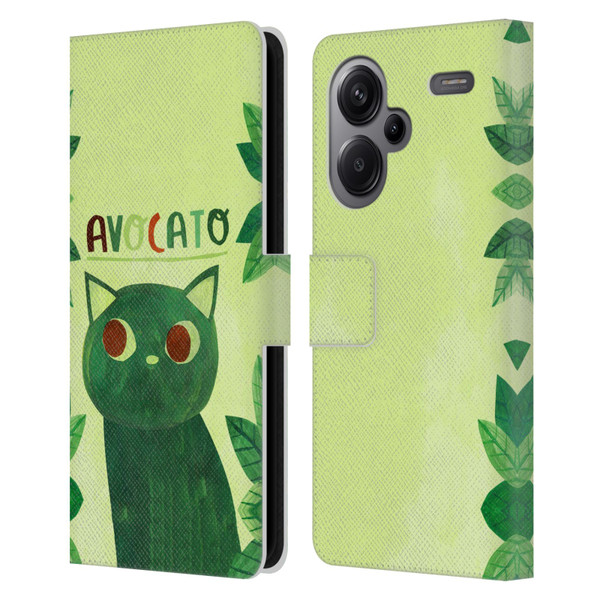 Planet Cat Puns Avocato Leather Book Wallet Case Cover For Xiaomi Redmi Note 13 Pro Plus 5G