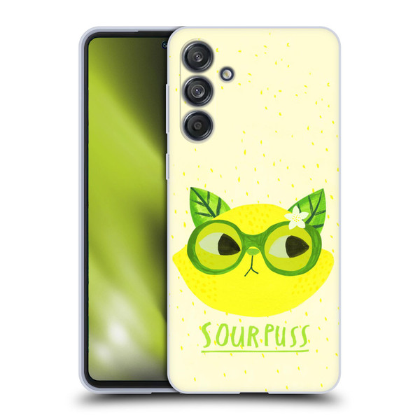 Planet Cat Puns Sour Puss Soft Gel Case for Samsung Galaxy M55 5G