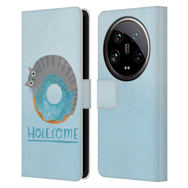 Planet Cat Puns Holesome Leather Book Wallet Case Cover For Xiaomi 14 Ultra