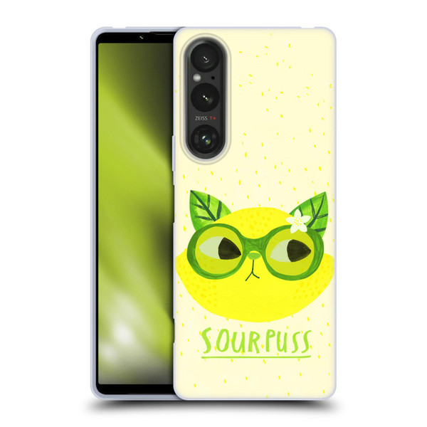 Planet Cat Puns Sour Puss Soft Gel Case for Sony Xperia 1 V 5G