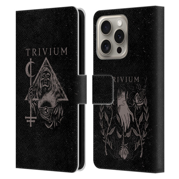 Trivium Graphics Reaper Triangle Leather Book Wallet Case Cover For Apple iPhone 16 Pro