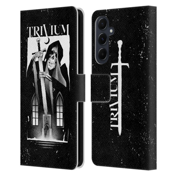 Trivium Graphics Skeleton Sword Leather Book Wallet Case Cover For Samsung Galaxy A55 5G