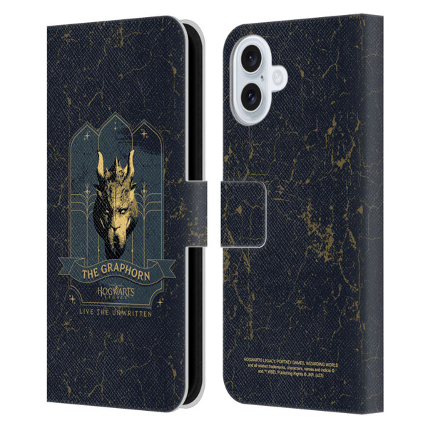 Hogwarts Legacy Graphics The Graphorn Leather Book Wallet Case Cover For Apple iPhone 16 Plus