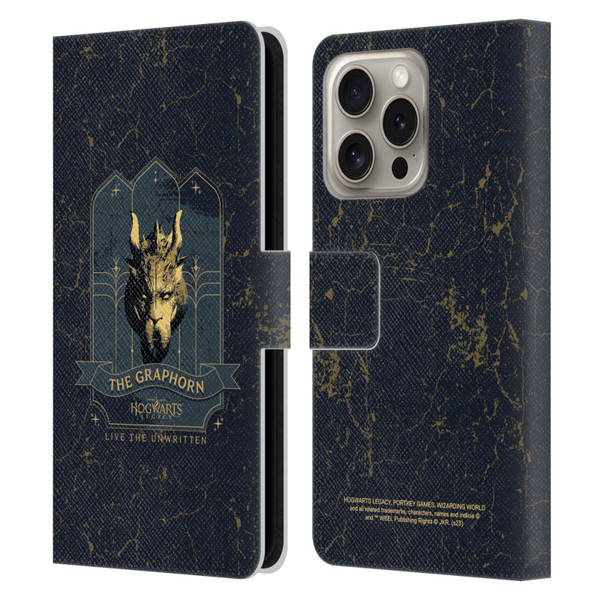 Hogwarts Legacy Graphics The Graphorn Leather Book Wallet Case Cover For Apple iPhone 16 Pro