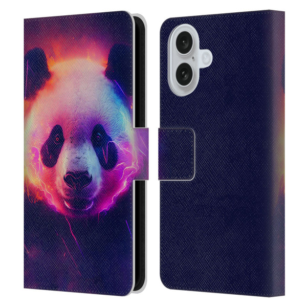 Wumples Cosmic Animals Panda Leather Book Wallet Case Cover For Apple iPhone 16