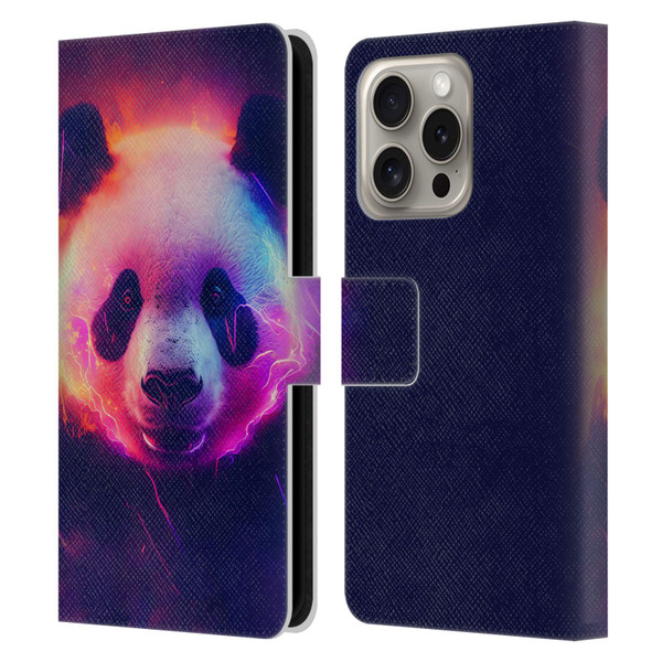 Wumples Cosmic Animals Panda Leather Book Wallet Case Cover For Apple iPhone 16 Pro