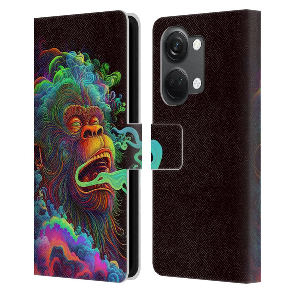 Wumples Cosmic Animals Clouded Monkey Leather Book Wallet Case Cover For OnePlus Nord 3 5G
