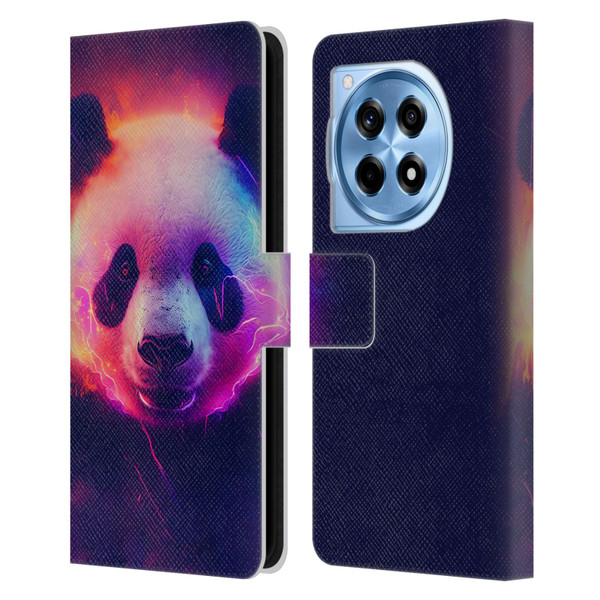 Wumples Cosmic Animals Panda Leather Book Wallet Case Cover For OnePlus 12R