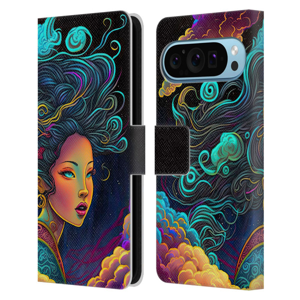 Wumples Cosmic Arts Cloud Goddess Leather Book Wallet Case Cover For Google Pixel 9 / Pixel 9 Pro