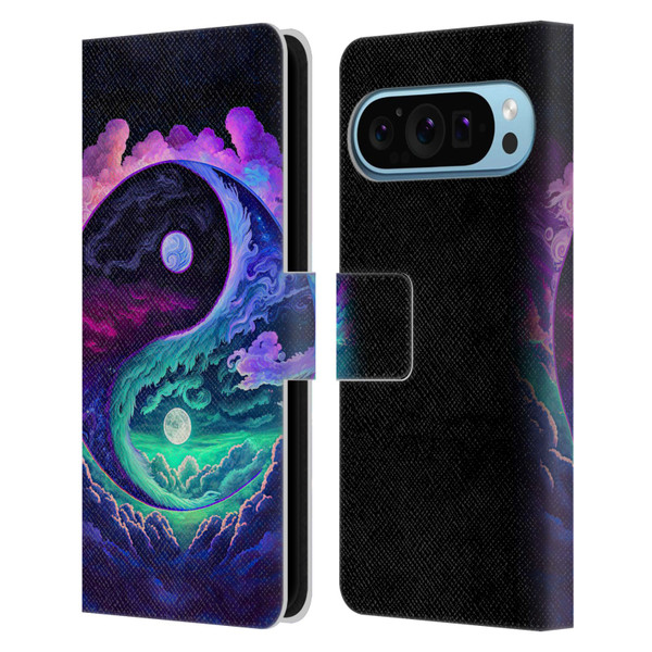 Wumples Cosmic Arts Clouded Yin Yang Leather Book Wallet Case Cover For Google Pixel 9 / Pixel 9 Pro