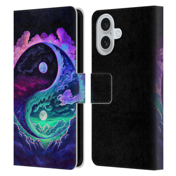 Wumples Cosmic Arts Clouded Yin Yang Leather Book Wallet Case Cover For Apple iPhone 16