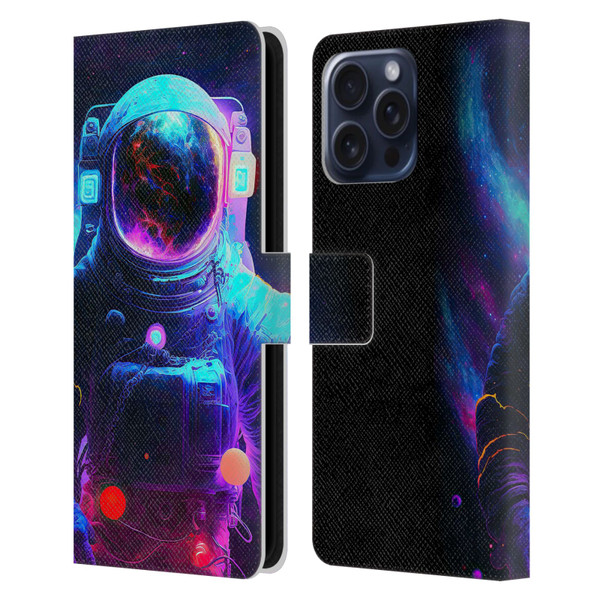Wumples Cosmic Arts Astronaut Leather Book Wallet Case Cover For Apple iPhone 16 Pro Max