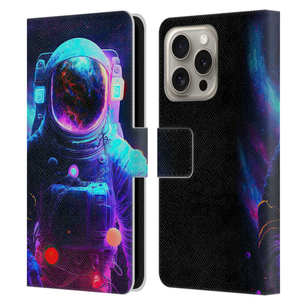 Wumples Cosmic Arts Astronaut Leather Book Wallet Case Cover For Apple iPhone 16 Pro