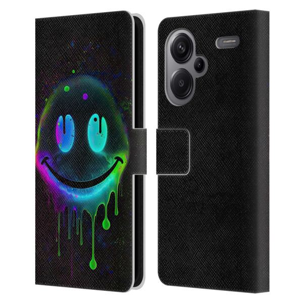 Wumples Cosmic Arts Drip Smiley Leather Book Wallet Case Cover For Xiaomi Redmi Note 13 Pro Plus 5G