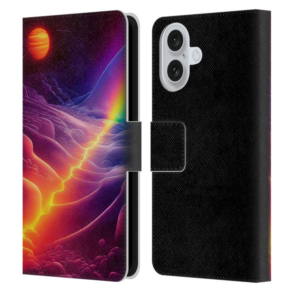 Wumples Cosmic Universe A Chasm On A Distant Moon Leather Book Wallet Case Cover For Apple iPhone 16