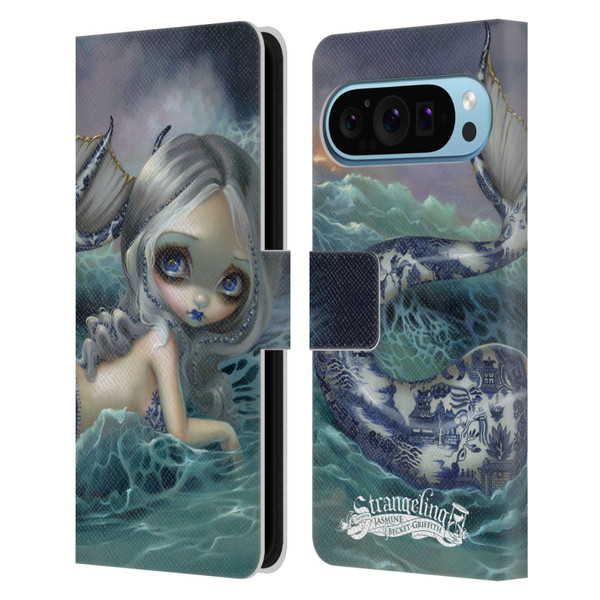 Strangeling Mermaid Blue Willow Tail Leather Book Wallet Case Cover For Google Pixel 9 / Pixel 9 Pro