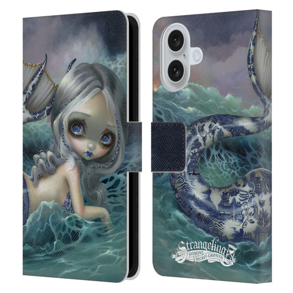 Strangeling Mermaid Blue Willow Tail Leather Book Wallet Case Cover For Apple iPhone 16