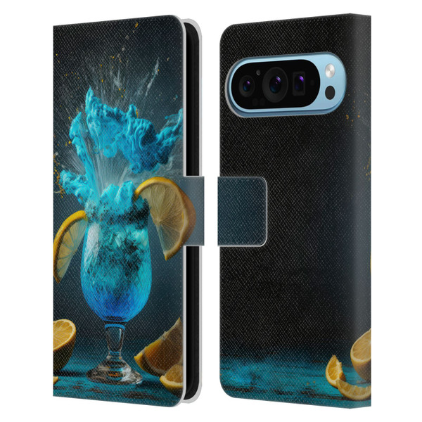 Spacescapes Cocktails Blue Lagoon Explosion Leather Book Wallet Case Cover For Google Pixel 9 / Pixel 9 Pro