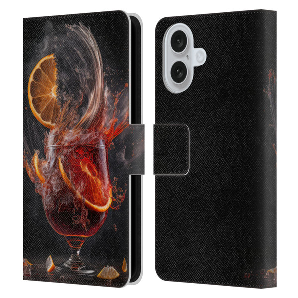 Spacescapes Cocktails Gin Explosion, Negroni Leather Book Wallet Case Cover For Apple iPhone 16