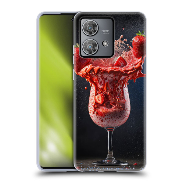 Spacescapes Cocktails Strawberry Infusion Daiquiri Soft Gel Case for Motorola Edge 40 Neo 5G