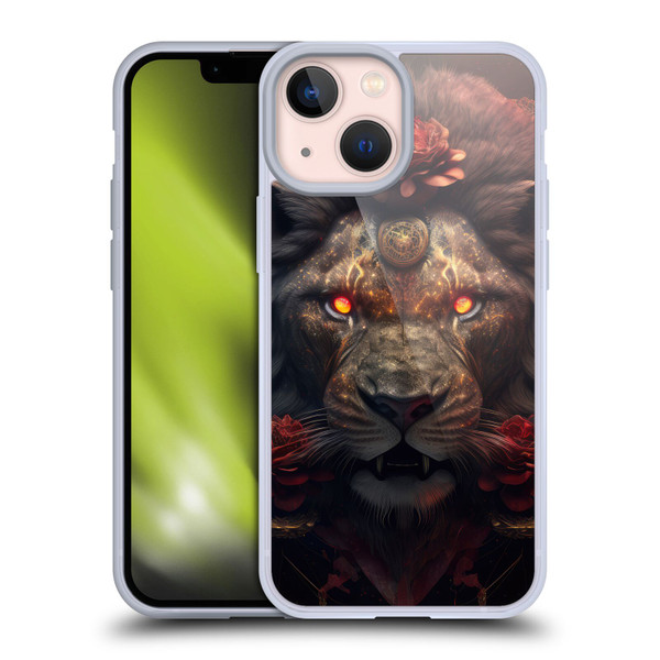 Spacescapes Floral Lions Crimson Pride Soft Gel Case for Apple iPhone 13 Mini
