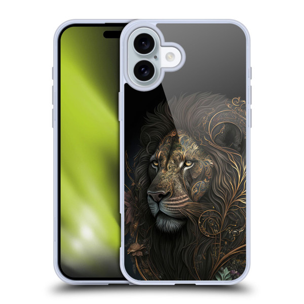 Spacescapes Floral Lions Golden Bloom Soft Gel Case for Apple iPhone 16 Plus