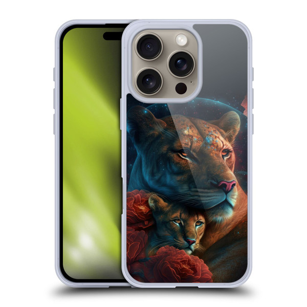 Spacescapes Floral Lions Star Watching Soft Gel Case for Apple iPhone 16 Pro