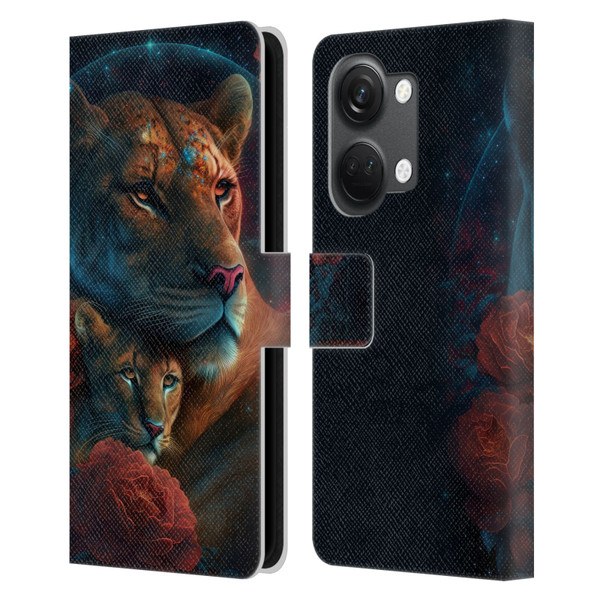 Spacescapes Floral Lions Star Watching Leather Book Wallet Case Cover For OnePlus Nord 3 5G